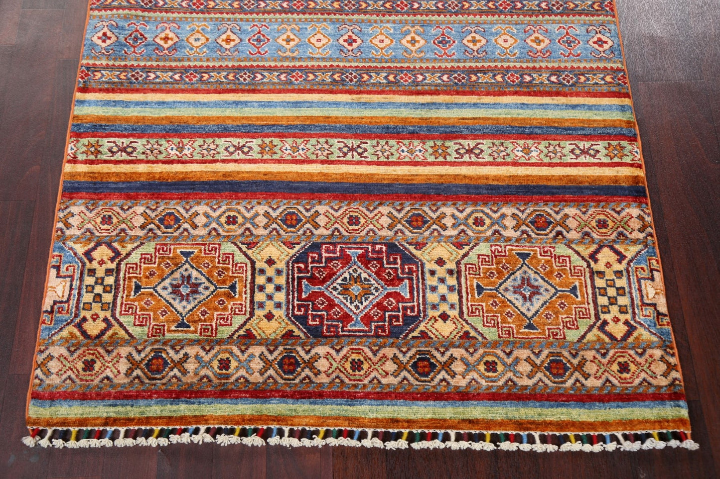 Vegetable Dye Kazak Wool Handmade Rug 3x5