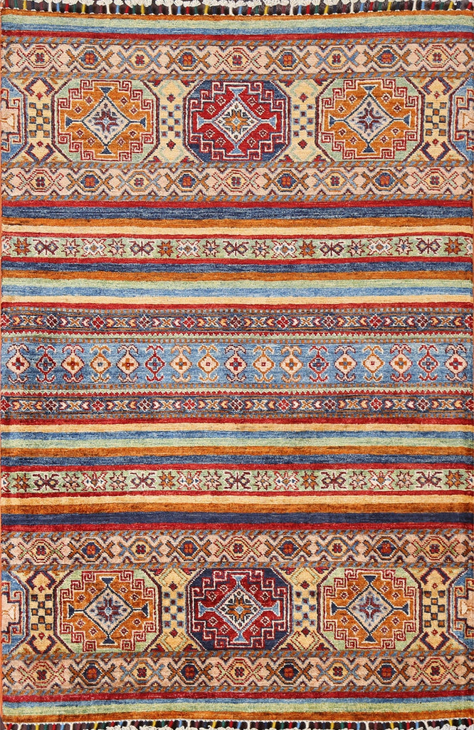 Vegetable Dye Kazak Wool Handmade Rug 3x5