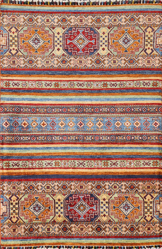 Vegetable Dye Kazak Wool Handmade Rug 3x5