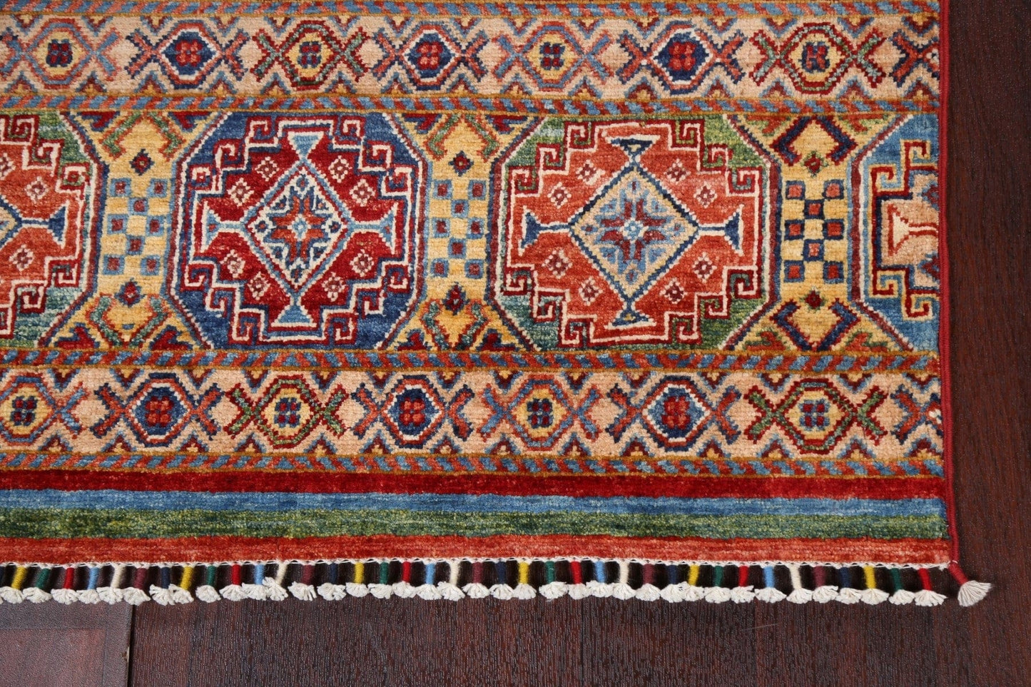 Vegetable Dye Kazak Wool Handmade Rug 3x5