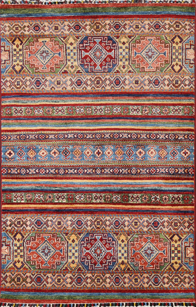 Vegetable Dye Kazak Wool Handmade Rug 3x5