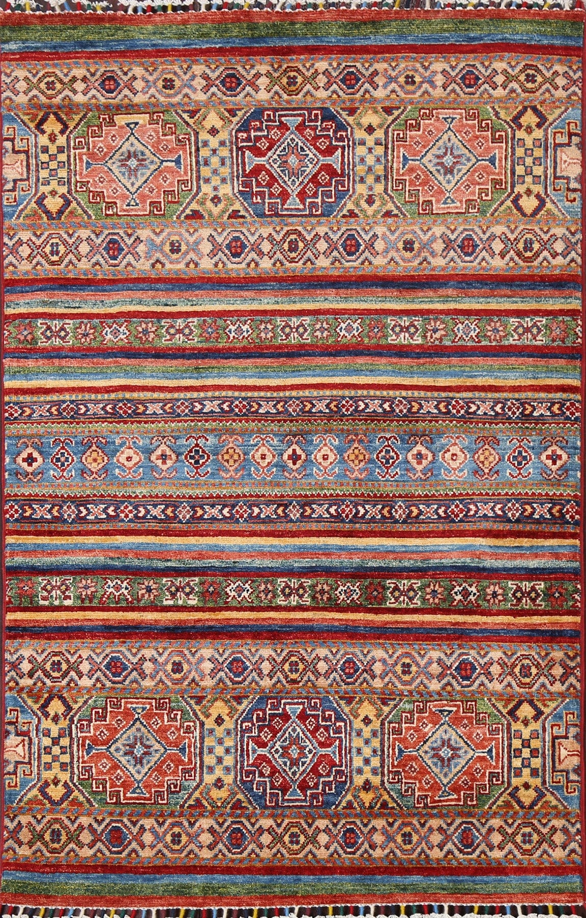 Vegetable Dye Kazak Wool Handmade Rug 3x5