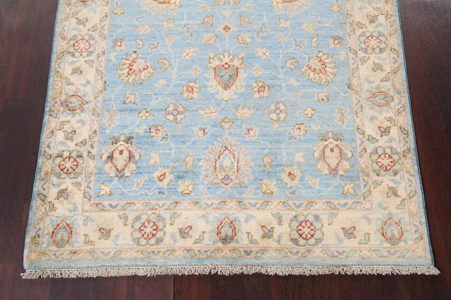 Light Blue Chobi Peshawar Vegetable Dye Wool Rug 3x5