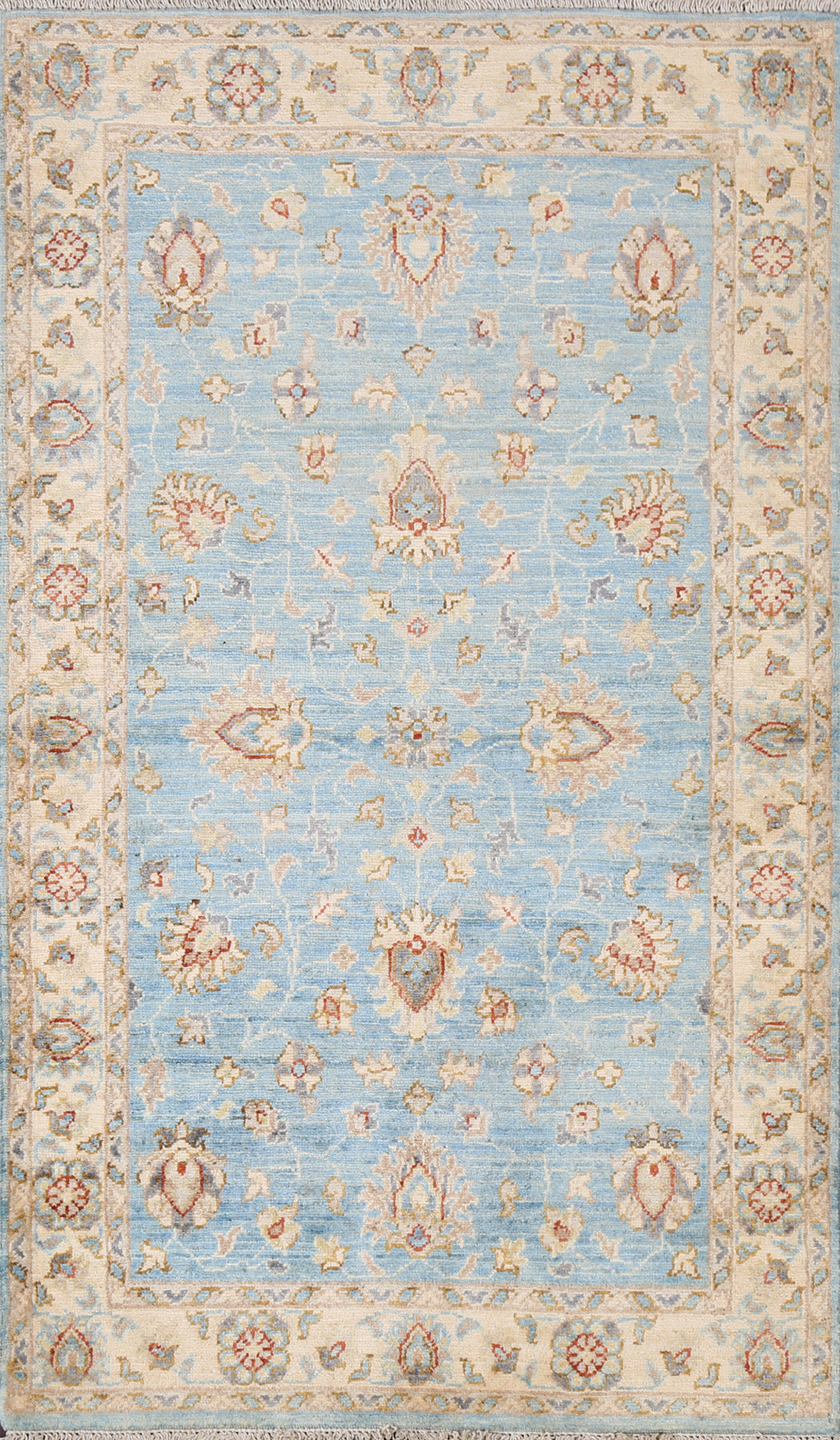 Light Blue Chobi Peshawar Vegetable Dye Wool Rug 3x5