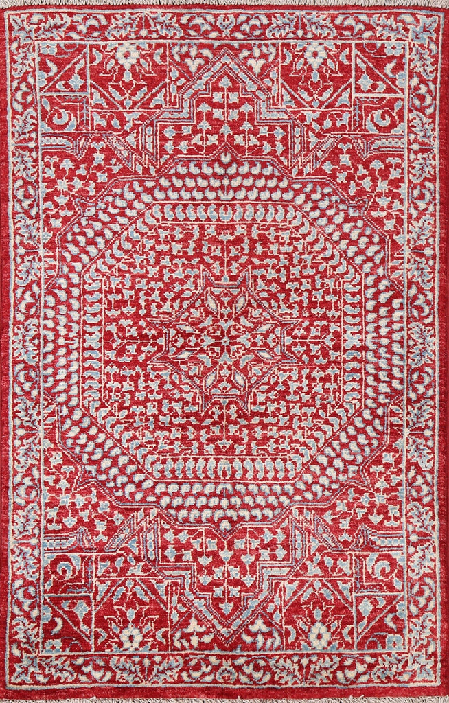 Vegetable Dye Kazak Wool Handmade Rug 3x4