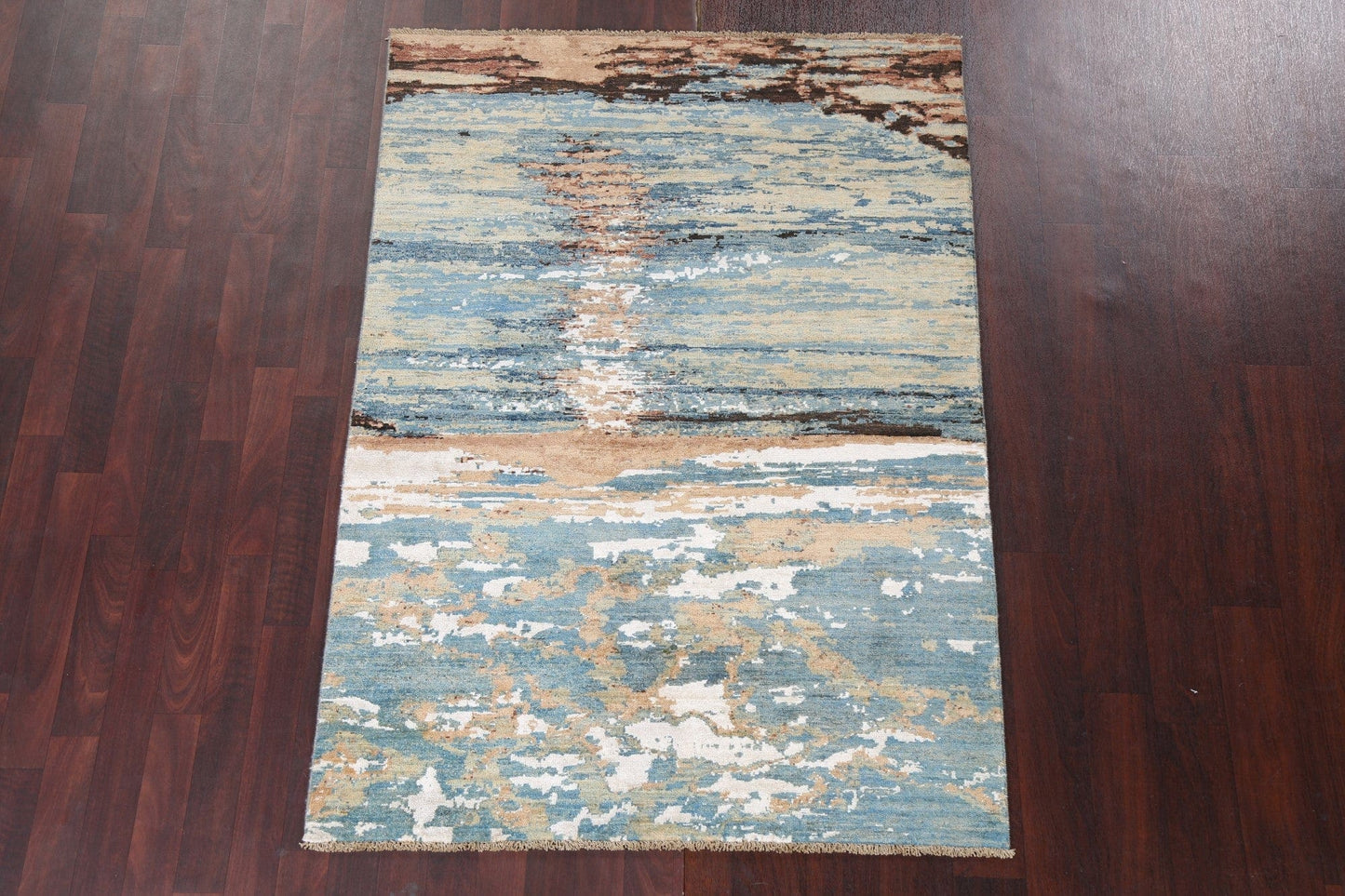 Vegetable Dye Handmade Abstract Wool/ Silk Area Rug 4x6