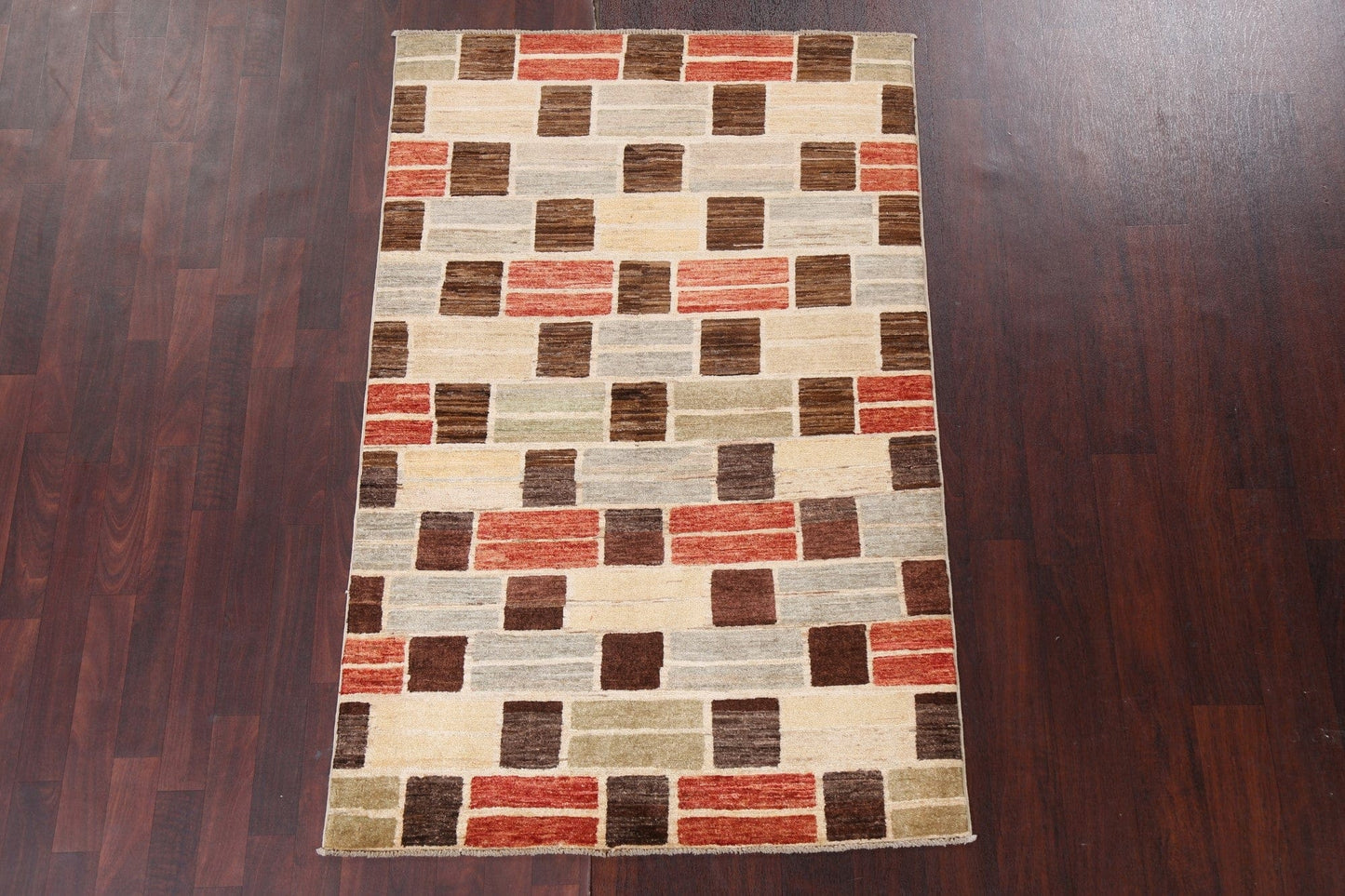 Wool Geometric Gabbeh Kashkoli Modern Area Rug 4x6