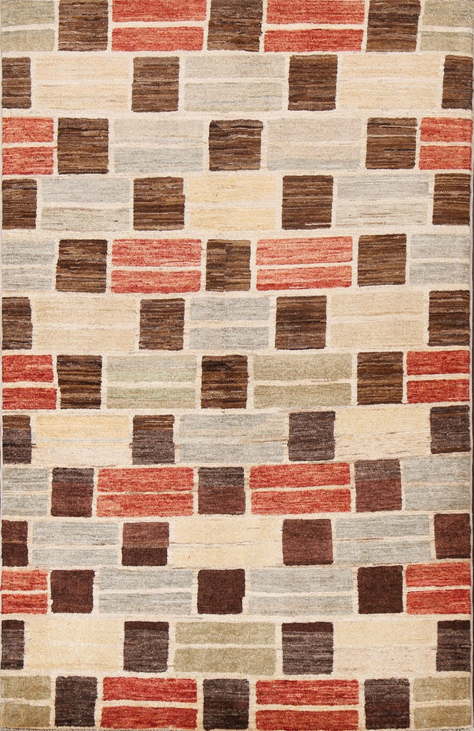 Wool Geometric Gabbeh Kashkoli Modern Area Rug 4x6