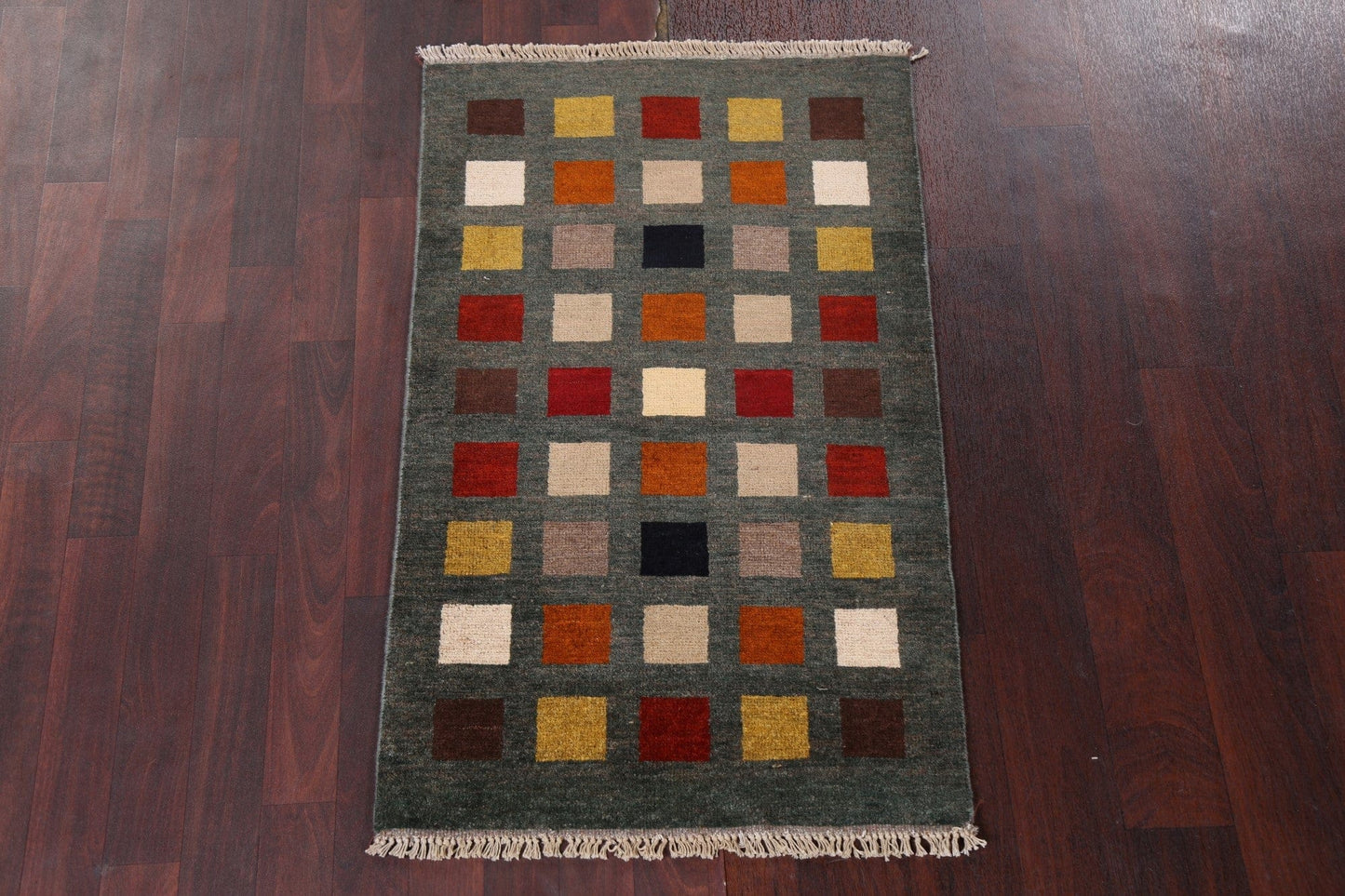 Checkered Gabbeh Kashkoli Wool Modern Rug 2x4