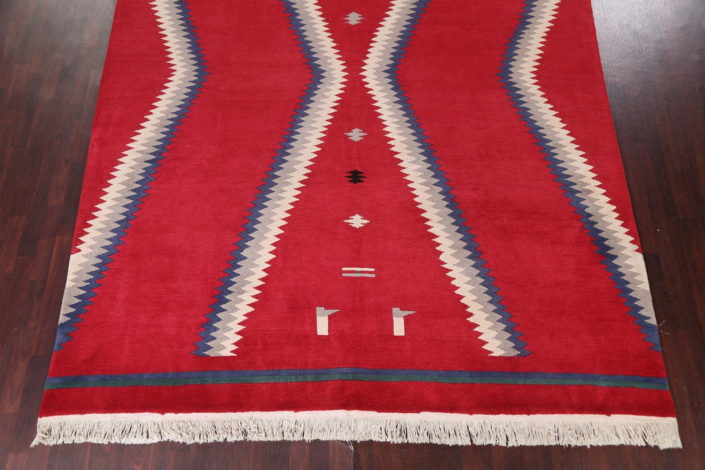 Vegetable Dye Nepalese Handmade Red Area Rug 9x12