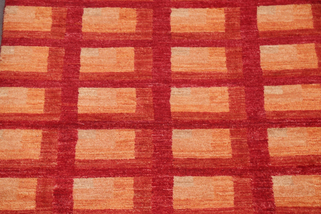 Geometric Red Gabbeh Kashkoli Handmade Rug 3x6