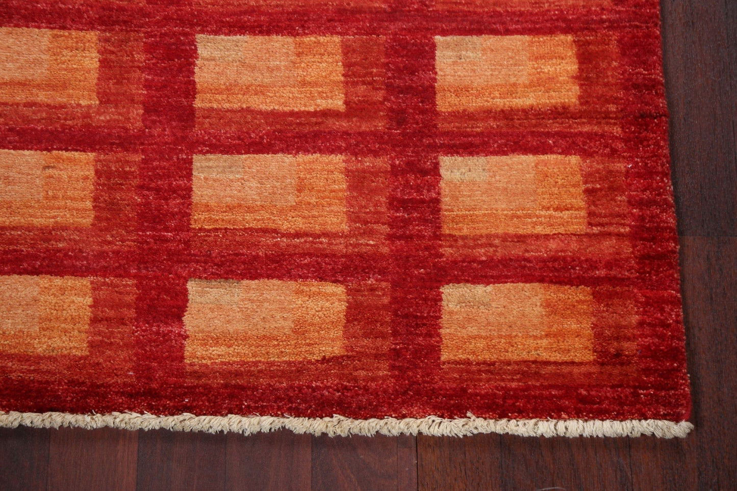 Geometric Red Gabbeh Kashkoli Handmade Rug 3x6