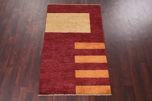 Red Gabbeh Kashkoli Handmade Wool Rug 3x5