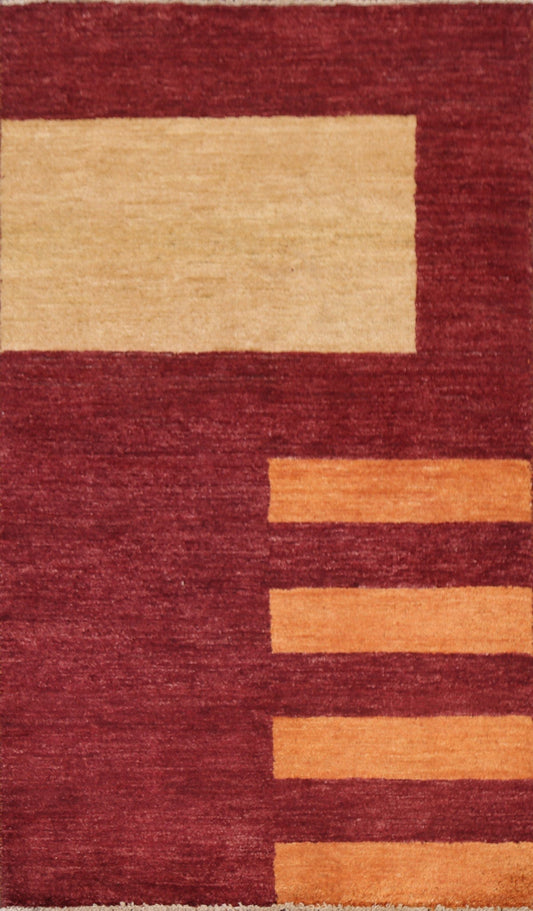 Red Gabbeh Kashkoli Handmade Wool Rug 3x5