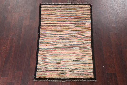 Stripe Wool Gabbeh Kashkoli Handmade Rug 3x4