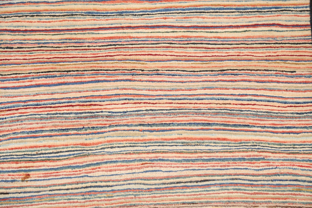 Stripe Wool Gabbeh Kashkoli Handmade Rug 3x4