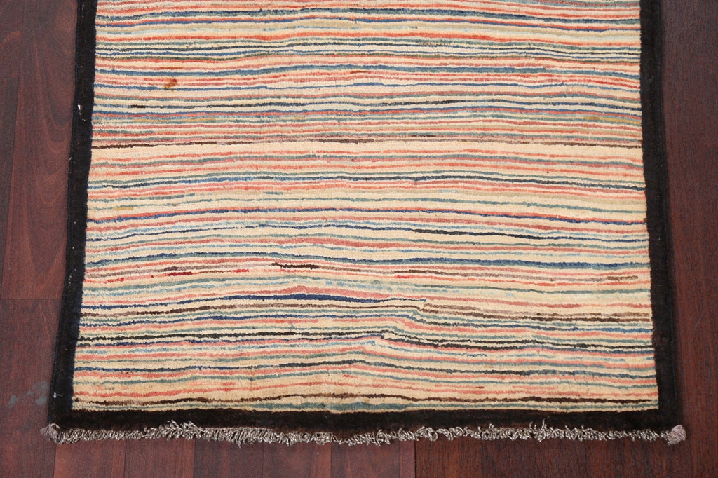 Stripe Wool Gabbeh Kashkoli Handmade Rug 3x4