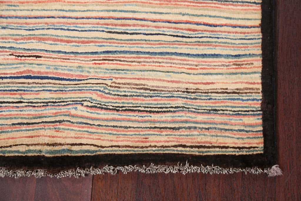 Stripe Wool Gabbeh Kashkoli Handmade Rug 3x4