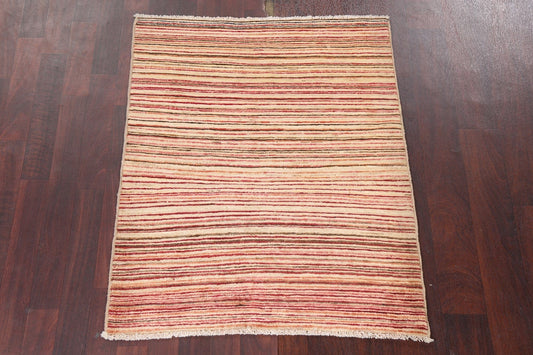 Striped Gabbeh Kashkoli Handmade Wool Rug 3x4