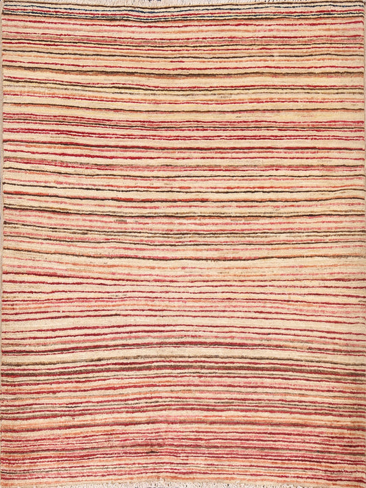 Striped Gabbeh Kashkoli Handmade Wool Rug 3x4