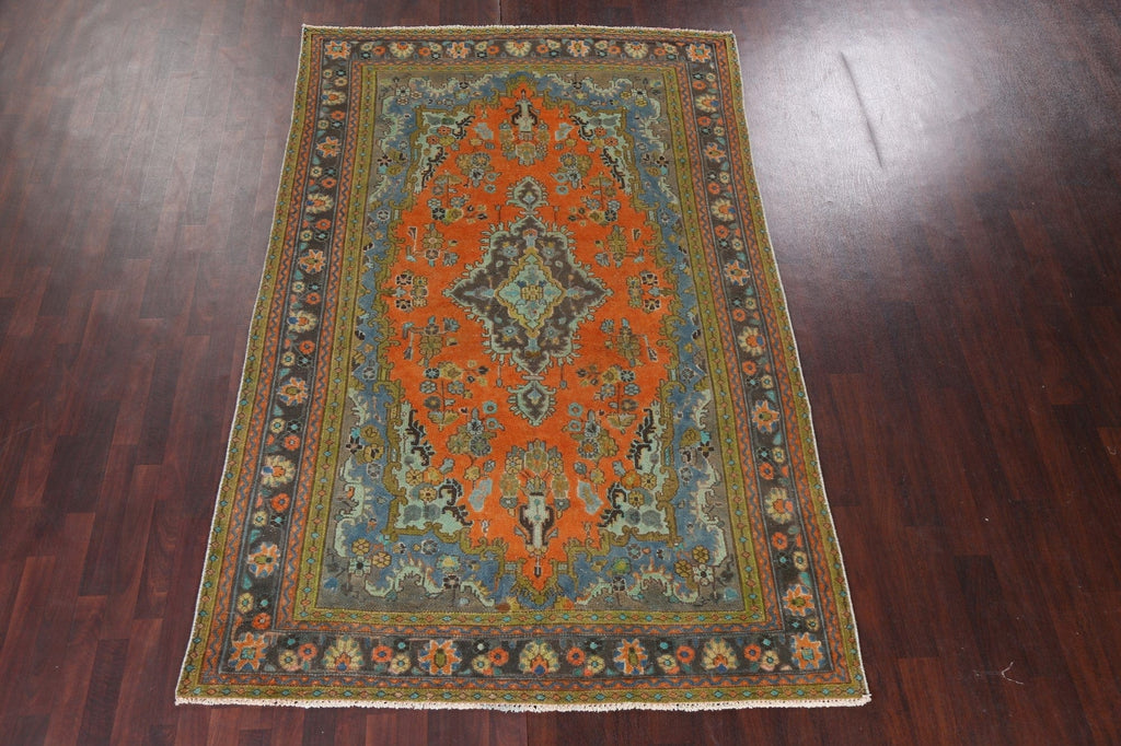 Distressed Over-Dye Hamedan Persian Area Rug 6x10