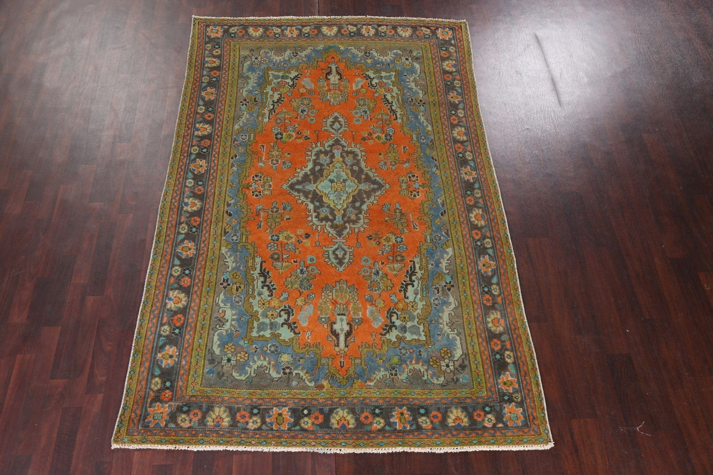 Distressed Over-Dye Hamedan Persian Area Rug 6x10