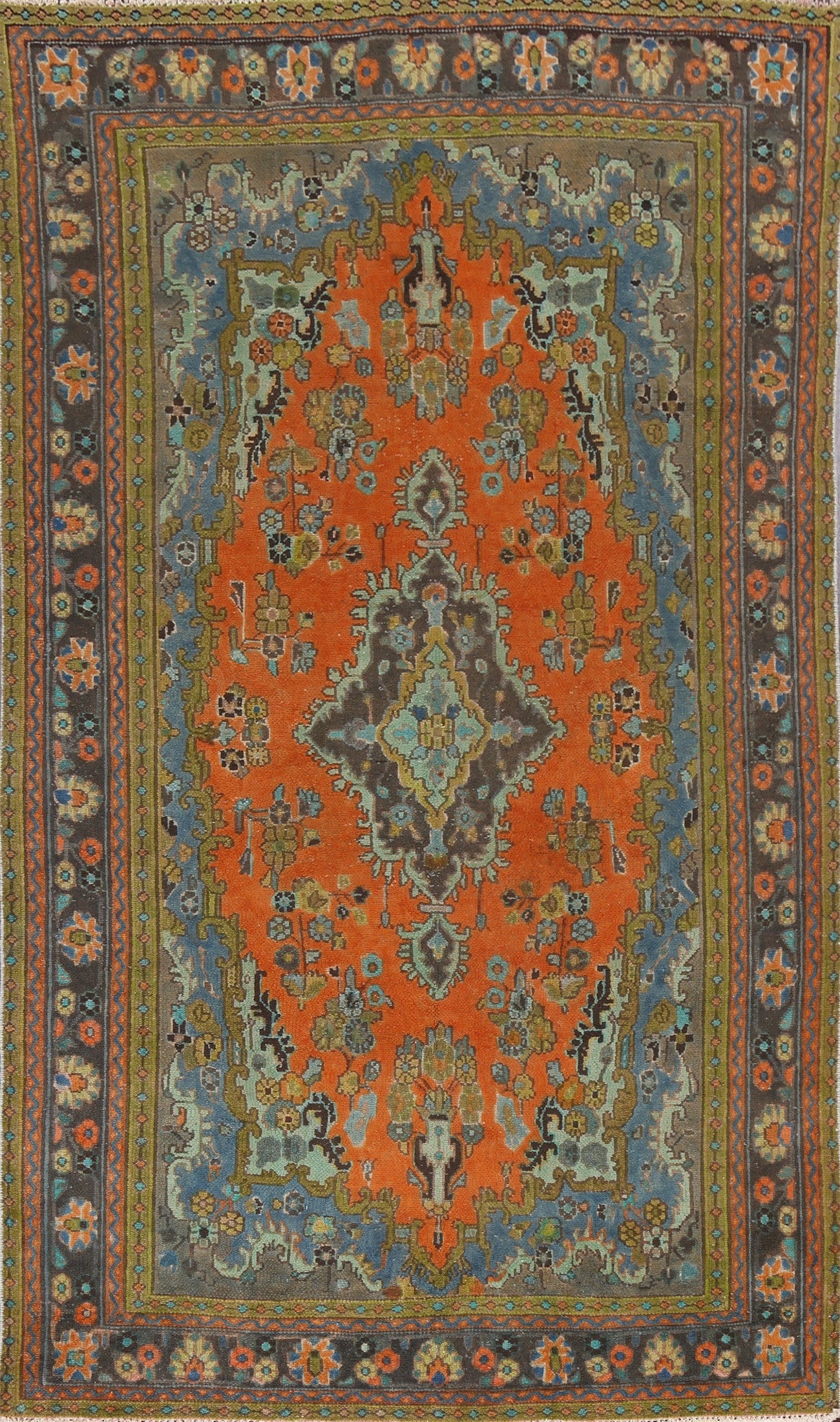 Distressed Over-Dye Hamedan Persian Area Rug 6x10