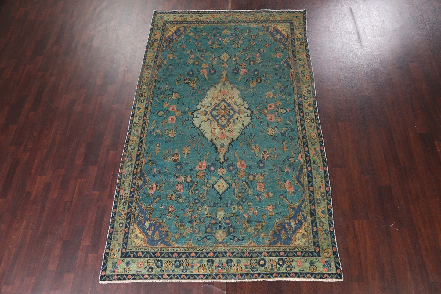 Distressed Over-Dye Hamedan Persian Area Rug 6x11