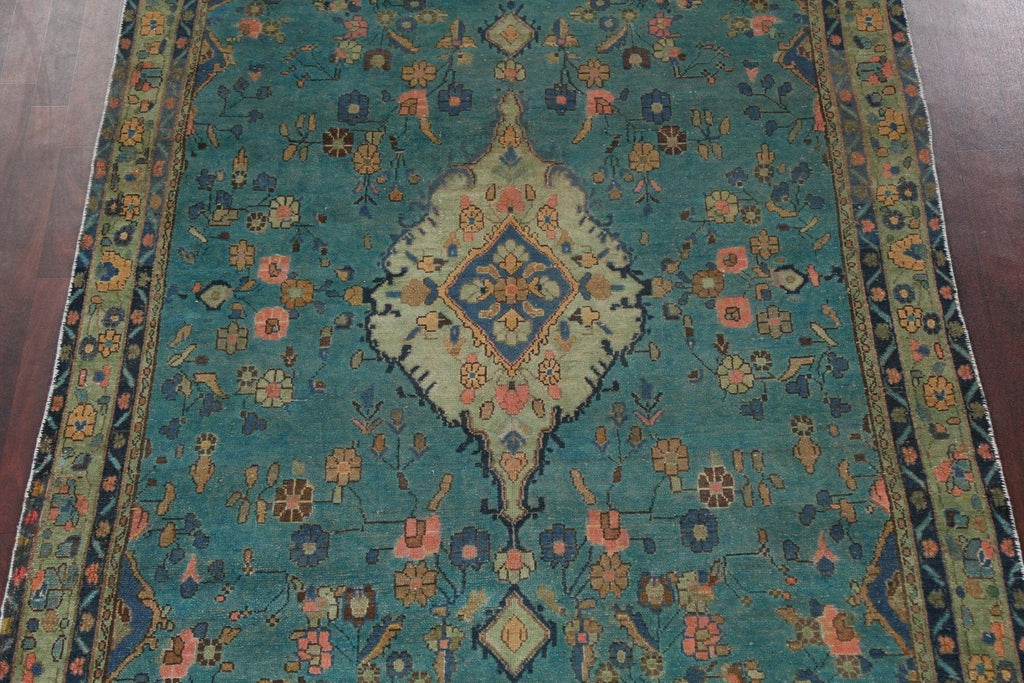 Distressed Over-Dye Hamedan Persian Area Rug 6x11