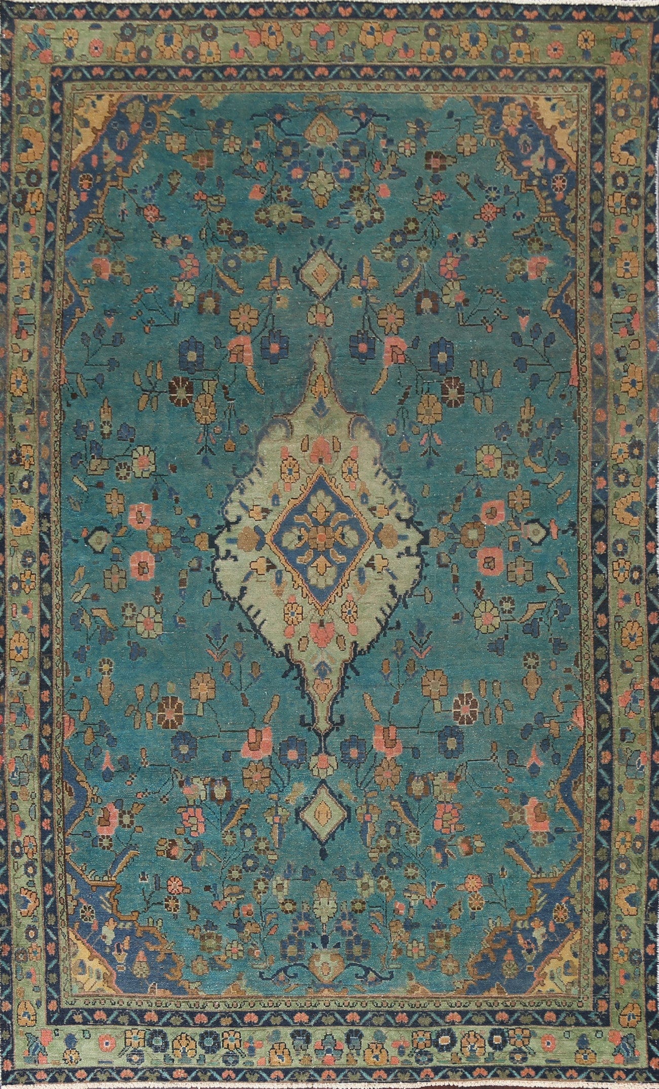 Distressed Over-Dye Hamedan Persian Area Rug 6x11