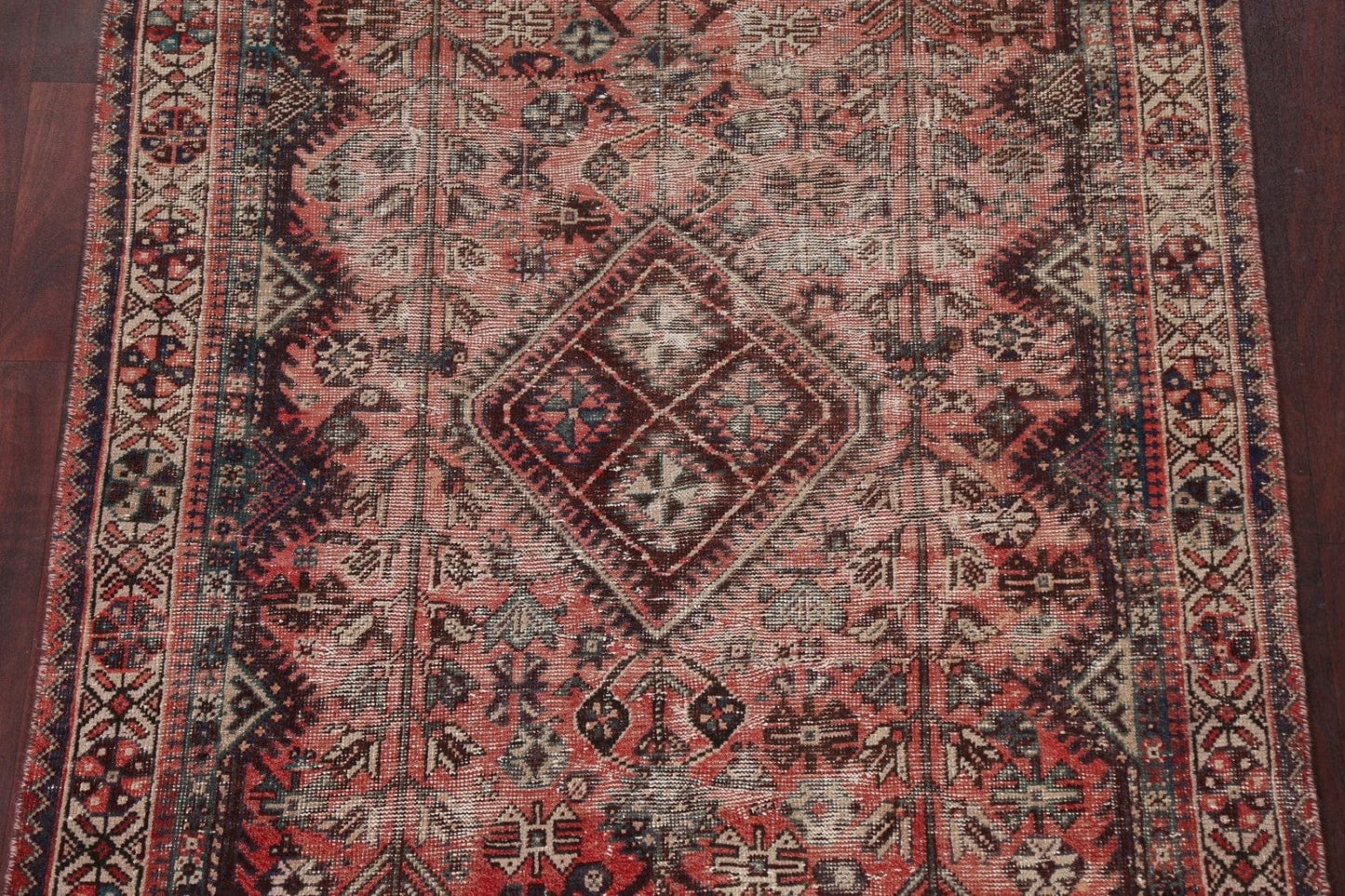 Antique Distressed Shiraz Persian Area Rug 5x6