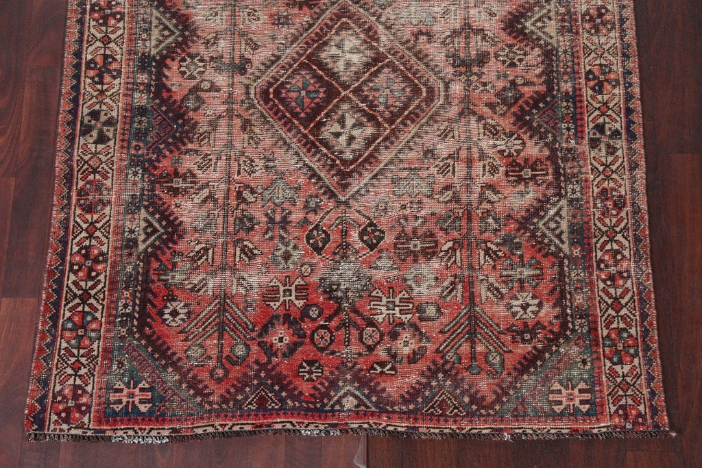 Antique Distressed Shiraz Persian Area Rug 5x6