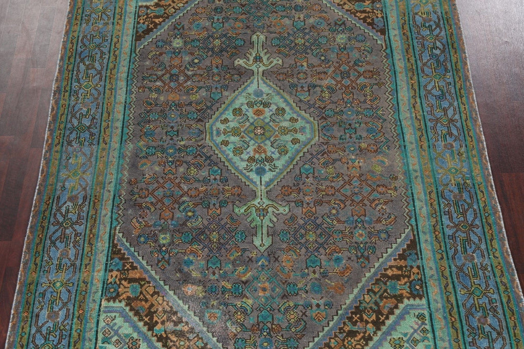 Distressed Geometric Hamedan Persian Area Rug 7x10