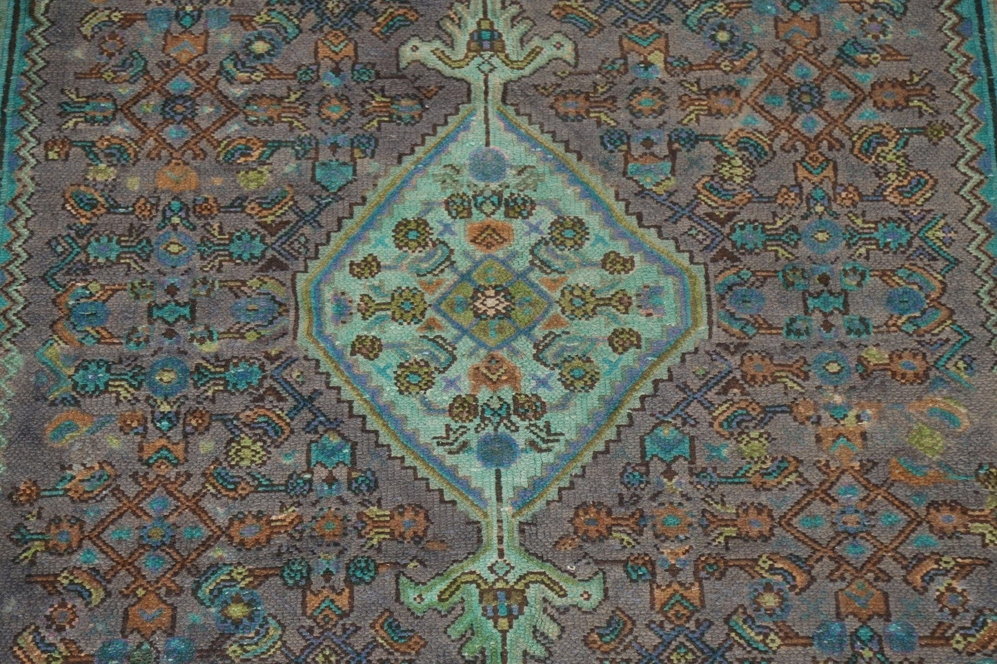 Distressed Geometric Hamedan Persian Area Rug 7x10