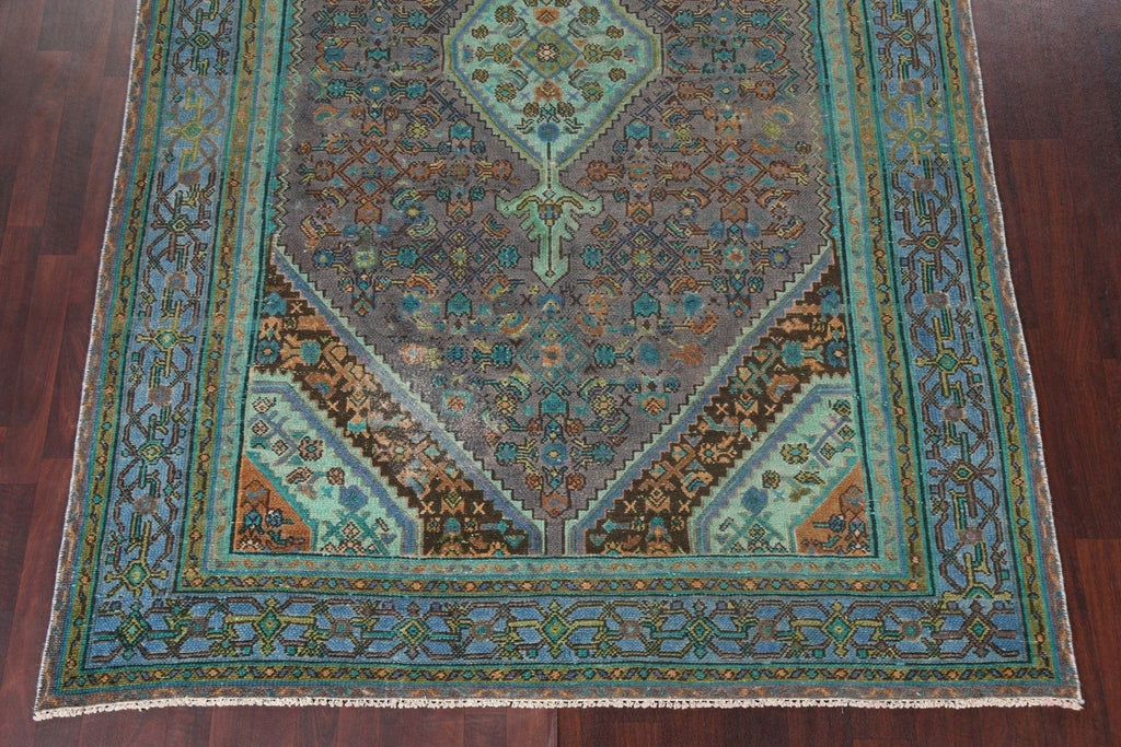 Distressed Geometric Hamedan Persian Area Rug 7x10