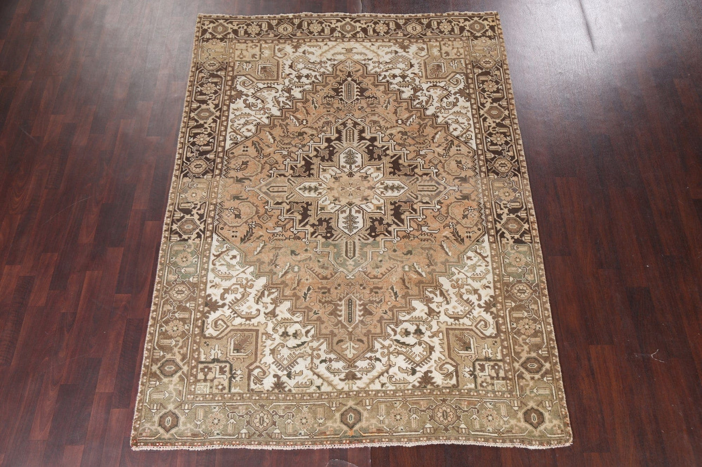 Vintage Geometric Heriz Persian Area Rug 6x9