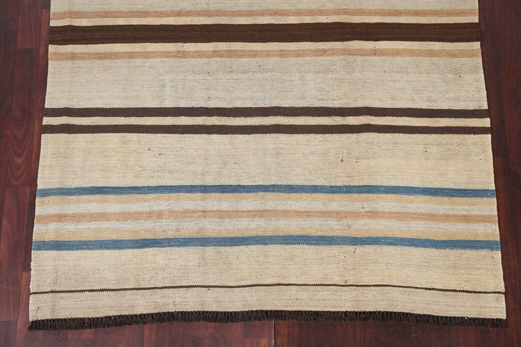 Natural Dye Striped Kilim Oriental Area Rug 5x7