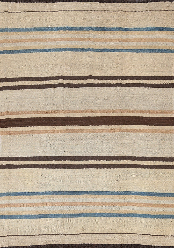 Natural Dye Striped Kilim Oriental Area Rug 5x7