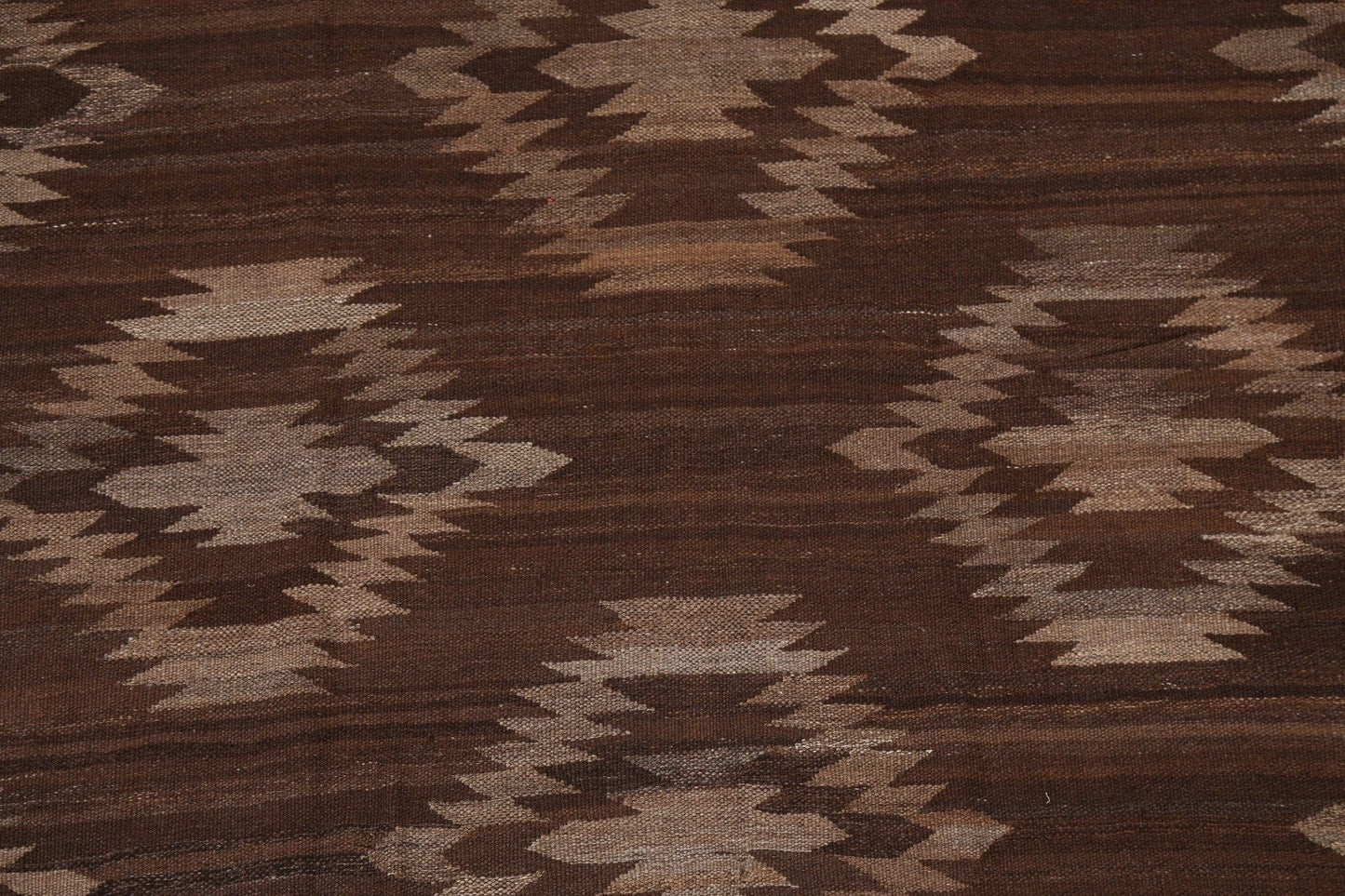 Brown Natural Dye Kilim Wool Area Rug 5x6