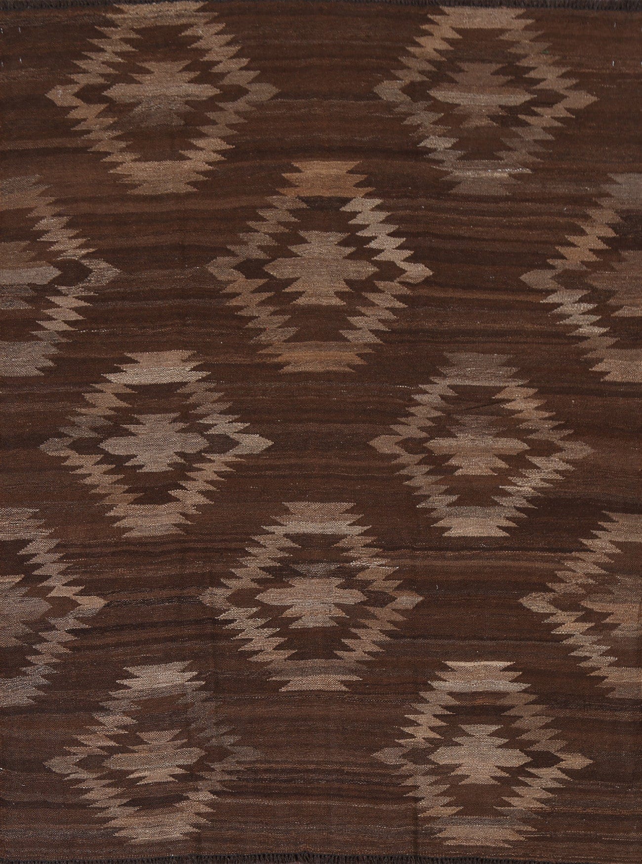 Brown Natural Dye Kilim Wool Area Rug 5x6