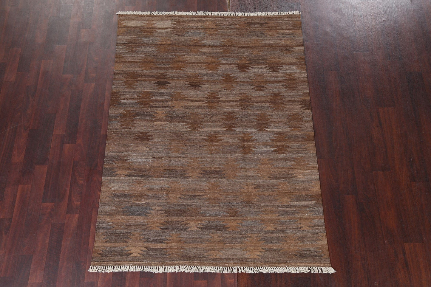 Brown Natural Dye Kilim Oriental Area Rug 5x7