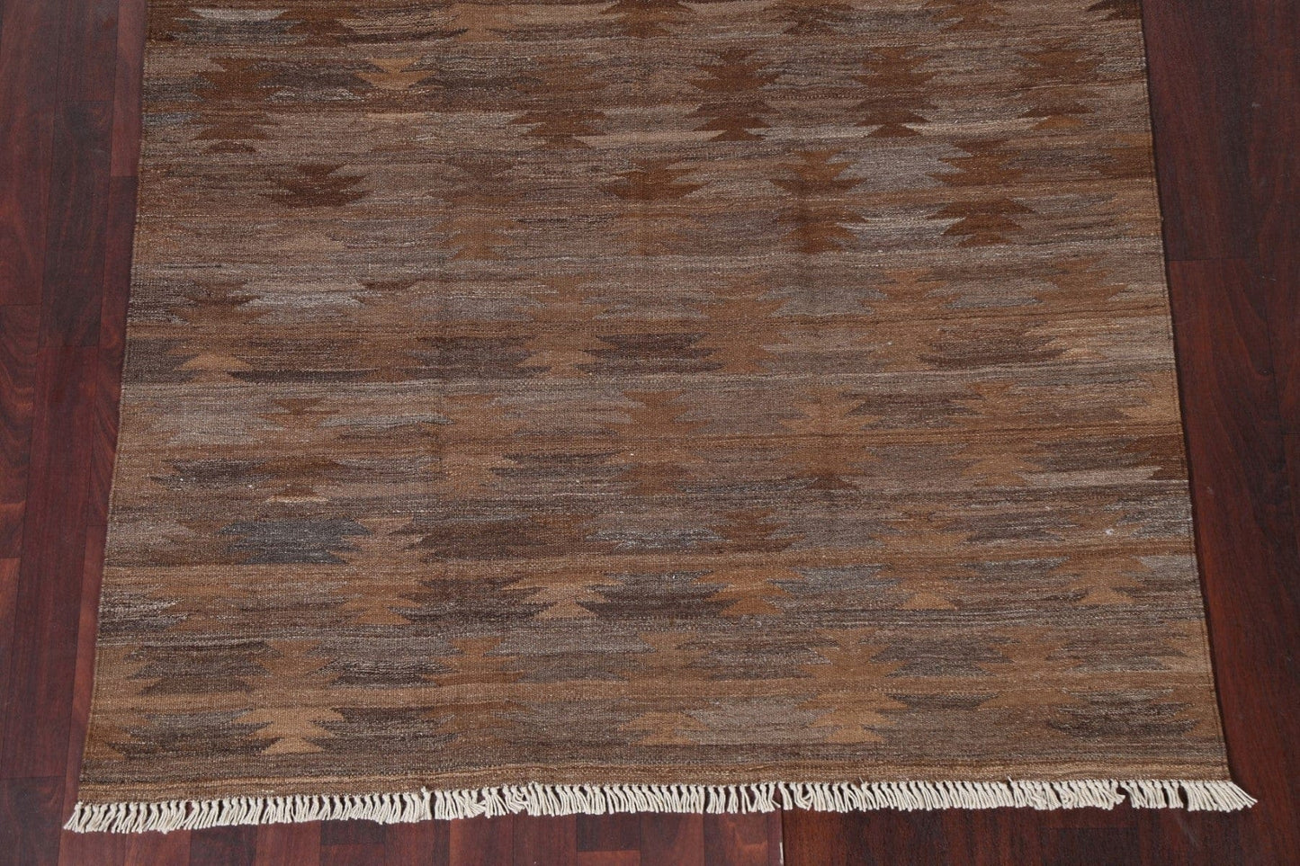 Brown Natural Dye Kilim Oriental Area Rug 5x7