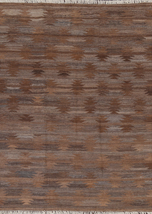 Brown Natural Dye Kilim Oriental Area Rug 5x7