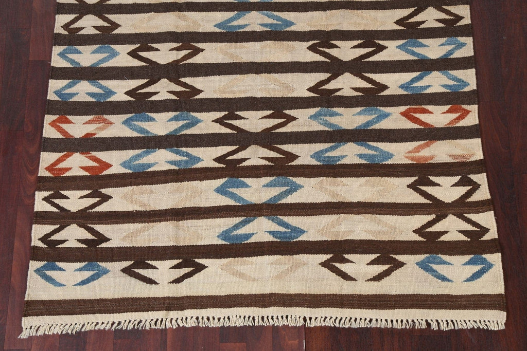 Natural Dye Striped Kilim Oriental Area Rug 5x7