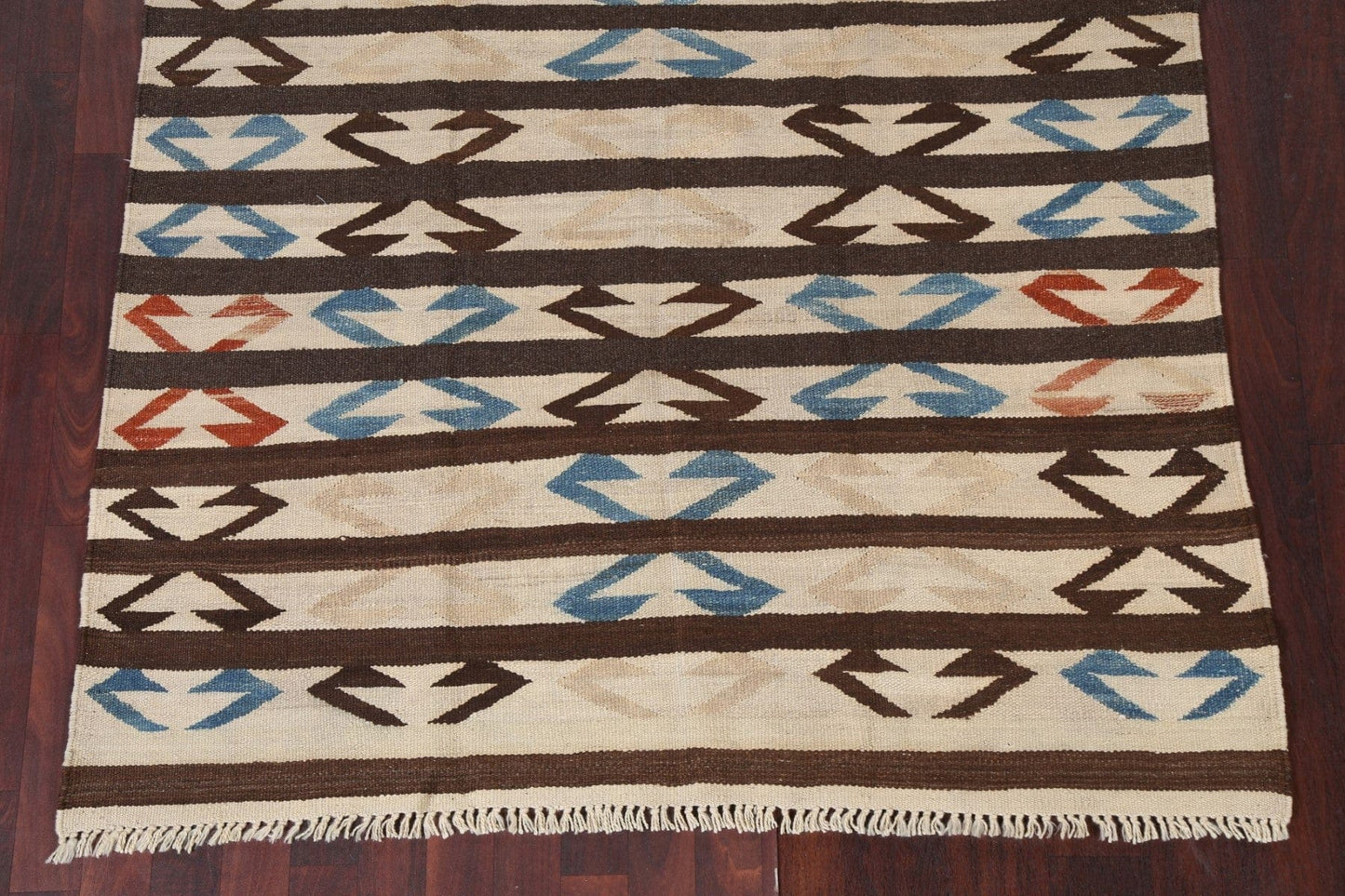 Natural Dye Striped Kilim Oriental Area Rug 5x7