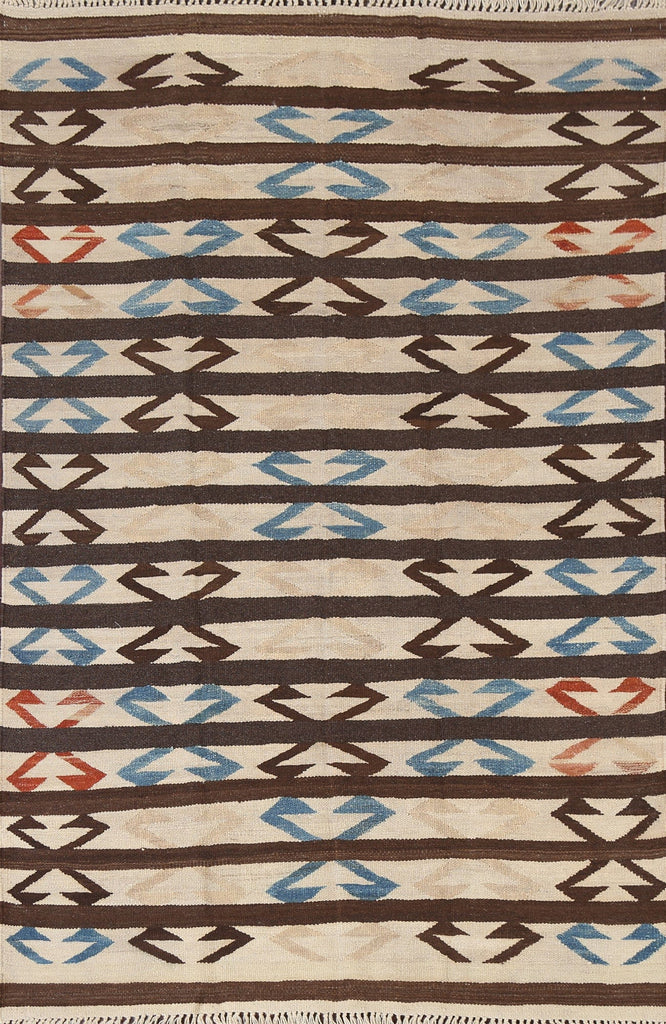 Natural Dye Striped Kilim Oriental Area Rug 5x7