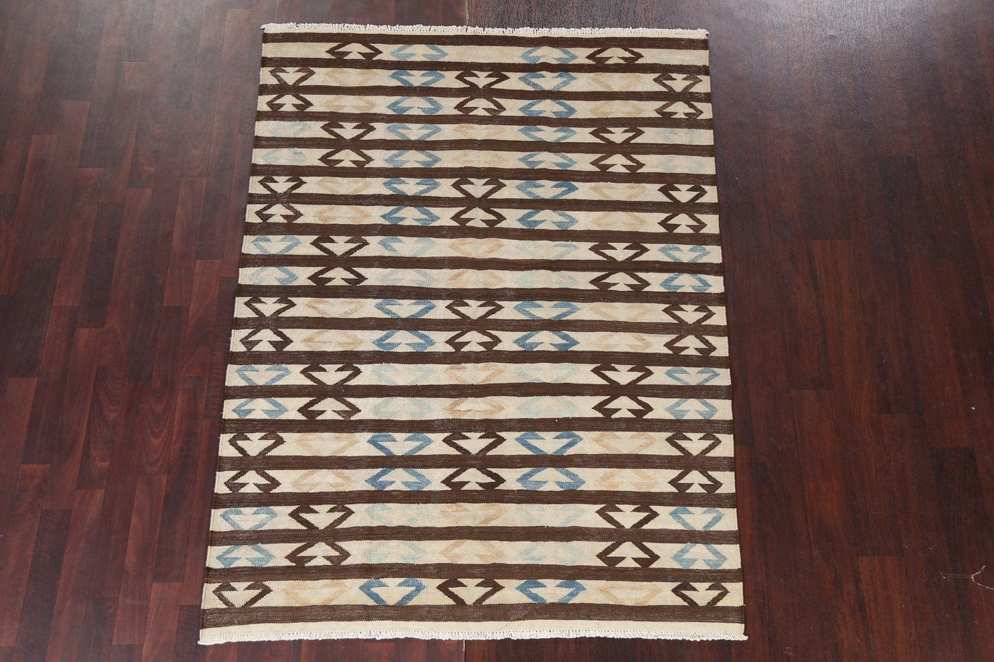 Natural Dye Kilim Wool Area Rug 5x7