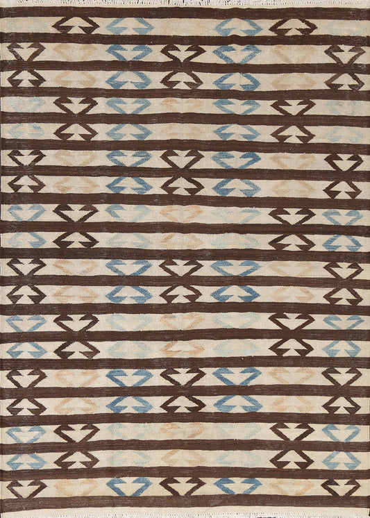 Natural Dye Kilim Wool Area Rug 5x7