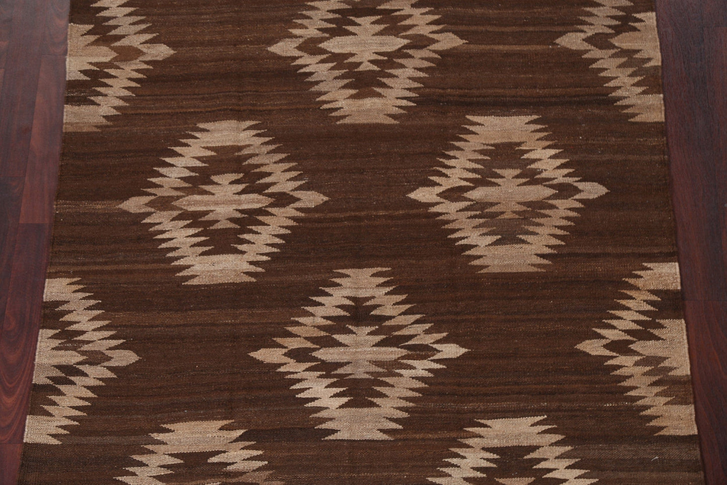 Brown Natural Dye Kilim Wool Area Rug 5x7