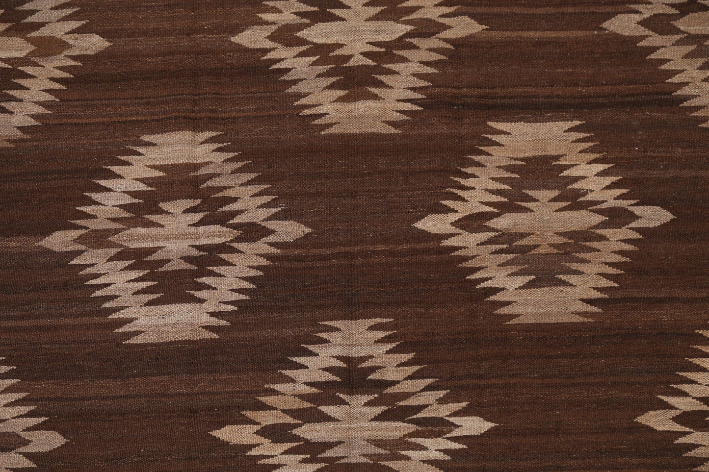 Brown Natural Dye Kilim Wool Area Rug 5x7